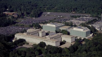 Aerial view of CIA headquarters in Langley, Virginia