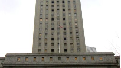 Exterior of the Thurgood Marshall United States Courthouse on Centre Street in New York City