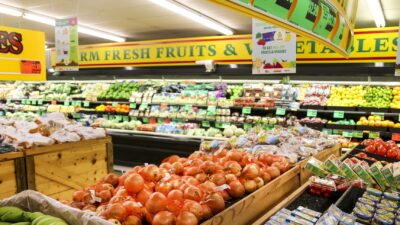 Fruit and produce section inside a grocery store