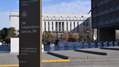 Department of Health and Human Services headquarters sign in Washington