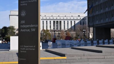 U.S. Department of Health and Human Services headquarters sign in Washington, D.C.