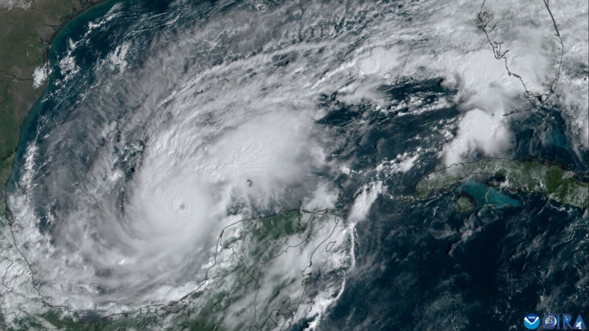 Satellite view of a major hurricane over the Gulf of Mexico