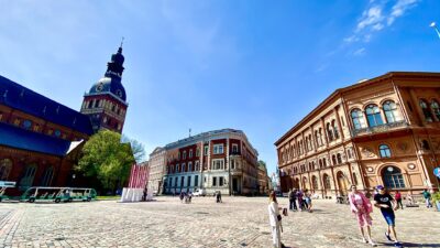 Dome Square in Riga Old Town, Latvia
