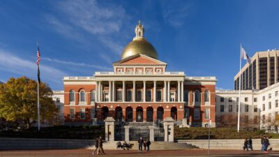 The gold-domed Massachusetts State House in Boston