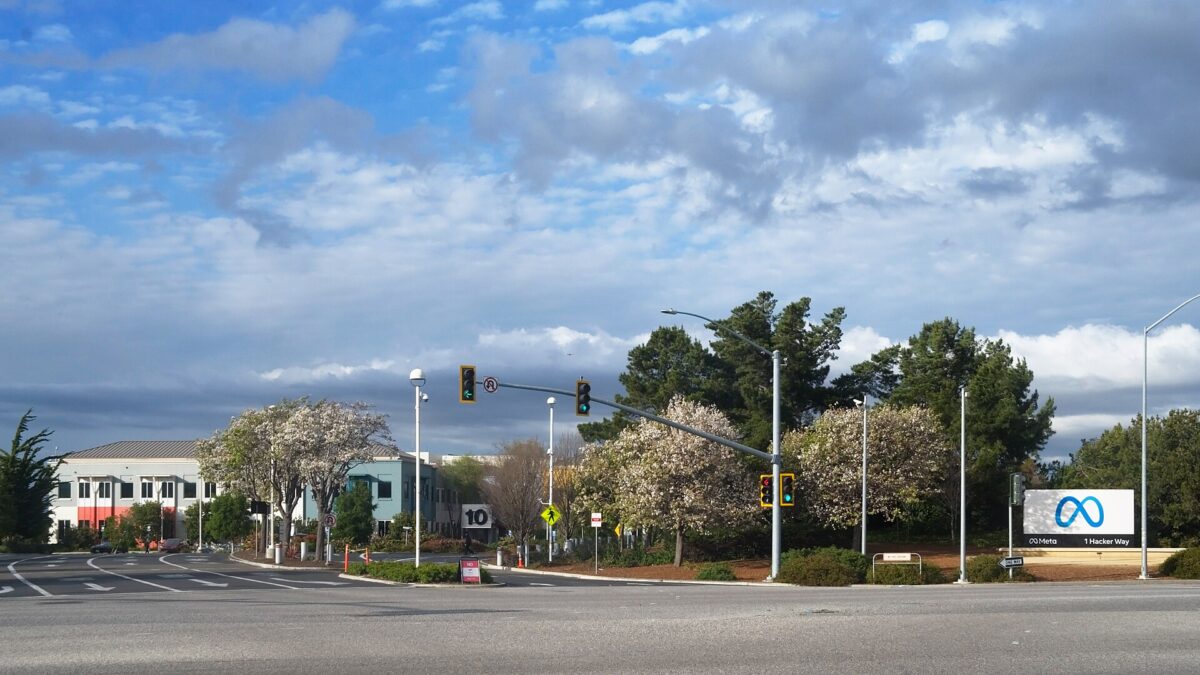 Meta Platforms headquarters sign in Menlo Park, California