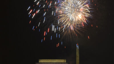 Fireworks over the National Mall in Washington