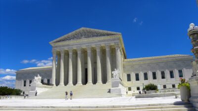 Front facade of the U.S. Supreme Court building in Washington
