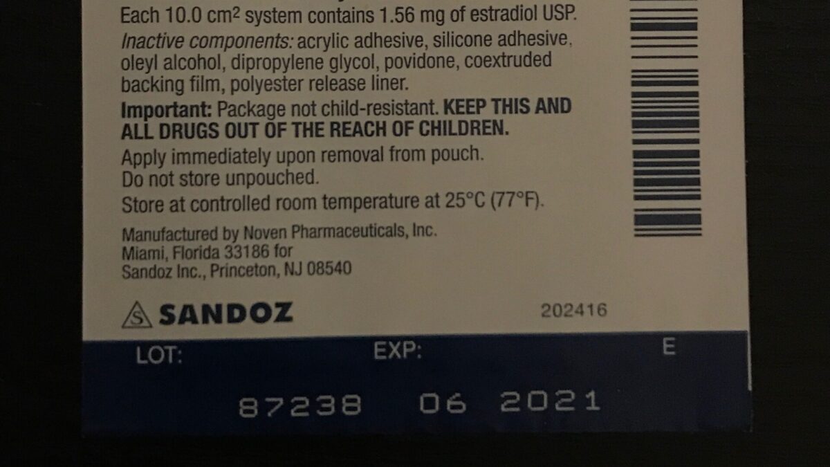 Estradiol transdermal menopause patch