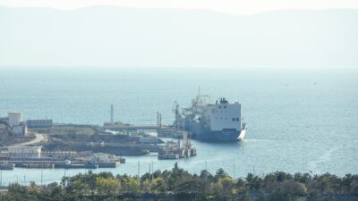 Oil tanker sailing on the open sea