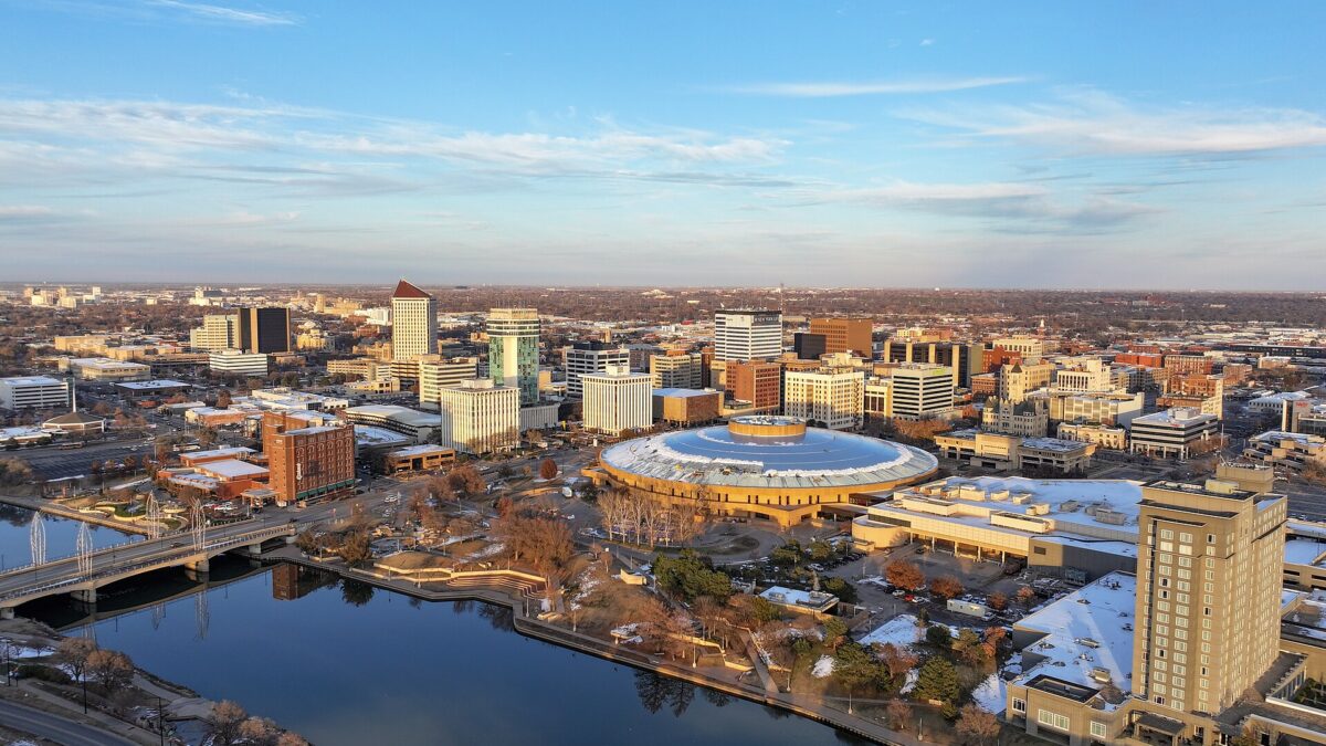 Aerial view of the Wichita, Kansas, skyline